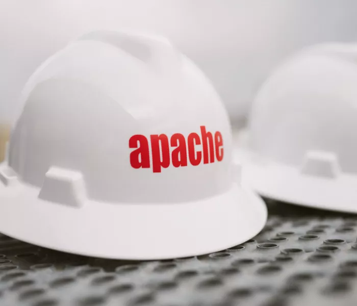 Apache logo hardhat