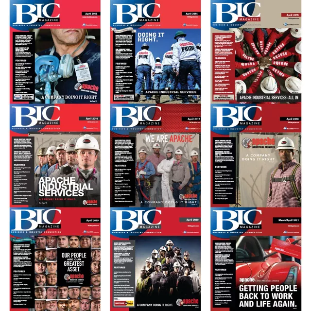 Apache on the cover of BIC Magazine throughout the years